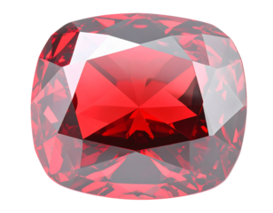 Red Diamond with Sparkling Effect, Close-Up, Isolated on White