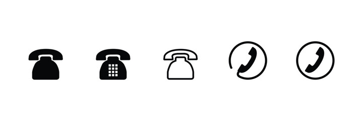 Telephone Icons Set – Vintage Phone, Dial Pad, and Call Symbol Vector Collection