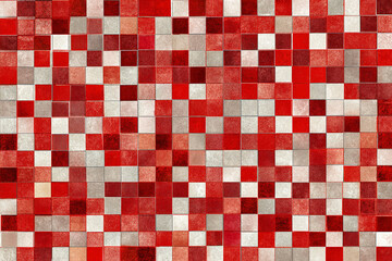 Red and white mosaic tile pattern background texture