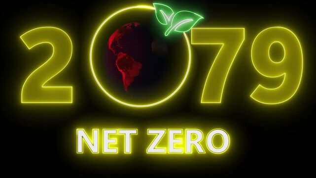 Net zero environment sustainable concept with 2079 year changing. Net Zero Emissions Target Animation Sustainable development and business concept. . Sustainable development and green business concept