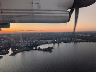Overview of Downtown Toronto, Canada from a propeller plane - August 2025