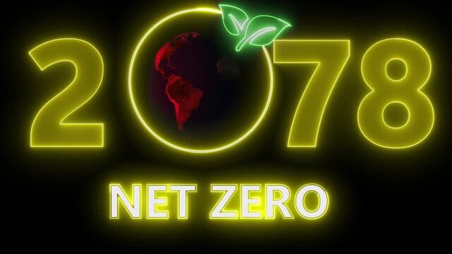 Net zero environment sustainable concept with 2078 year changing. Net Zero Emissions Target Animation Sustainable development and business concept. . Sustainable development and green business concept