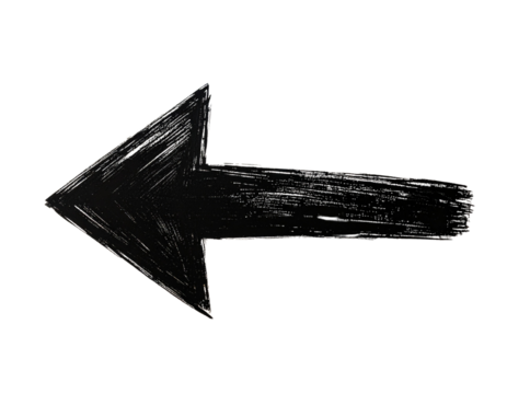 Hand-Drawn Sketch Style Black Arrow Pointing Left, Isolated