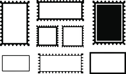 Variety of black and white postage stamp borders stamp frame