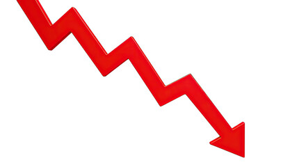 Red arrow zigzagging downward against black background