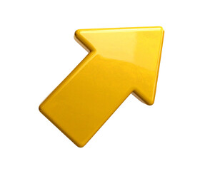  3D Glossy Yellow Arrow Pointing Right with Shadow, Isolated