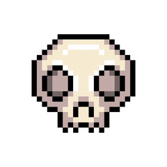 Pixel Art Skull Icon Isolated on White Background