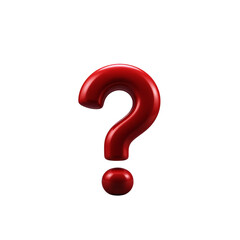 Glossy red question mark isolated on transparent background