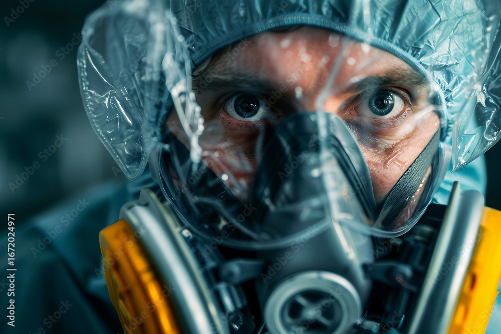 Wall mural image of cosmonaut in a protective spacesuit made generative ai