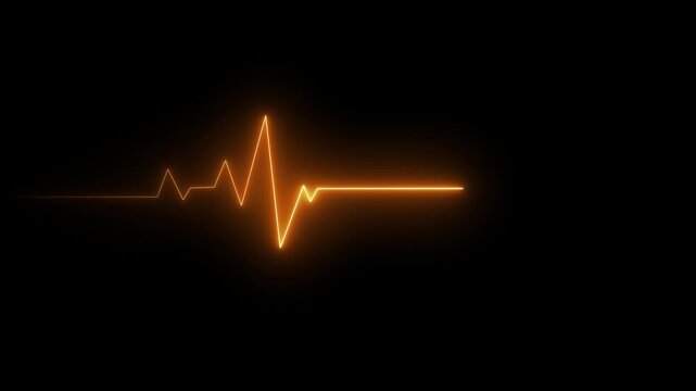 Glowing neon heartbeat and pulse rate animation. EKG monitoring in an emergency. Loop able medical heartbeat signal animation for health.