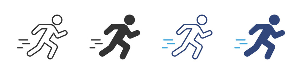 Running person icon for fitness apps, motivation infographics, sport training materials, and physical activity awareness content