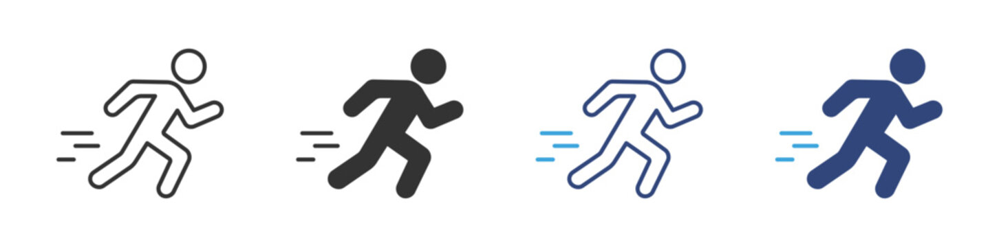 Running person icon for fitness apps, motivation infographics, sport training materials, and physical activity awareness content