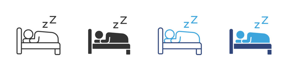 Sleeping icon set in outline and flat style , vector illustration. 