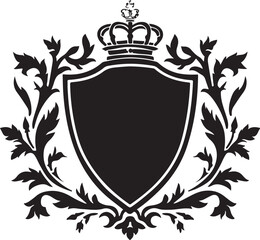 Obraz premium Elegant crest with crown and ornate foliage, royal emblem