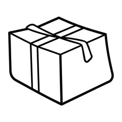 Simple line art illustration of a fragile package symbol with a red exclamation mark on a clean white background