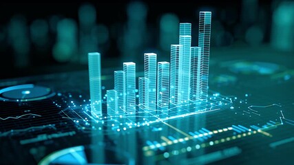 Smart city development AI generated video futuristic holographic buildings digital finance success.Digital city animation AI generated video 4K futuristic buildings graphs charts business innovation. - Powered by Adobe