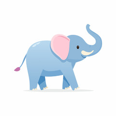 Fototapeta premium Cute cartoon illustration of a light blue elephant walking.