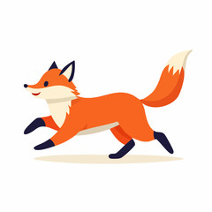 Obraz premium Cartoon fox in a playful running pose against a plain background.