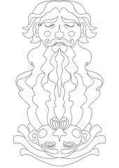 Cartoon character lineart design, coloring, transparent background - twin characters, man up and man down