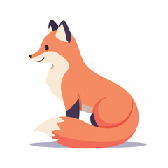 Obraz premium A friendly cartoon fox sits gracefully, displaying a vibrant orange coat and fluffy tail.