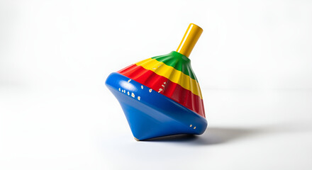 Colorful spinning top toy isolated on white background childhood game fun activity nostalgic plaything classic at isolated  white background