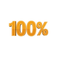 100% - Golden 3D Percentage Sign, Perfect for Sales and Success Graphic Design
