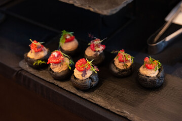 Gourmet appetizers with mushrooms