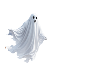 Ghost Flying Over Haunted House with Full Moon, isolated on transparent background