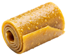 Explore delicious homemade mango fruit leather roll up snack for healthy eating treat on transparent background