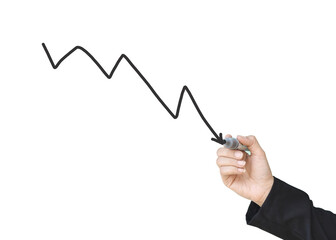 Hand drawing graphs of financial indicator and accounting market economy analysis chart, business strategy concept.