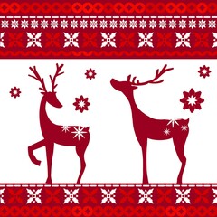 This Christmas fabric pattern features a wide reindeer design in classic red and white tones, adding a soft and festive touch to the image. Perfect for holiday textiles, decorations, and seasonal fas