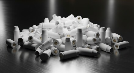 Minimalist depiction of empty casings showing volume shape and matte textures emphasizing