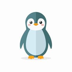 Fototapeta premium Cute cartoon penguin illustration, standing upright against a plain background.