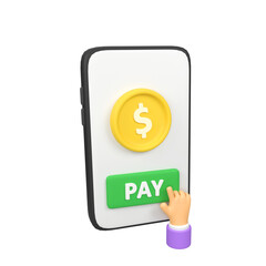 Mobile payment isolated 3d render icon illustration