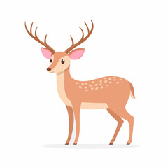 Fototapeta premium A charming illustration of a young, spotted deer with large antlers.