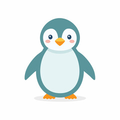 Obraz premium A cute cartoon penguin illustration standing upright with a friendly expression on a white background.
