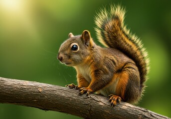 Obraz premium Cute squirrel sitting on a branch