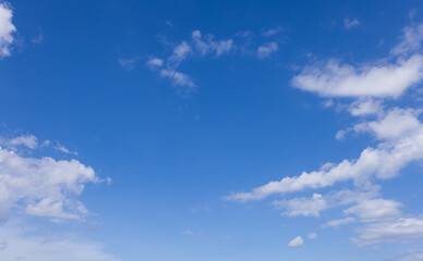 Clouds and sky during the day,clear blue sky with thick white clouds during the day. Sky background.