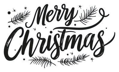 PNG Festive Merry Christmas text illustration