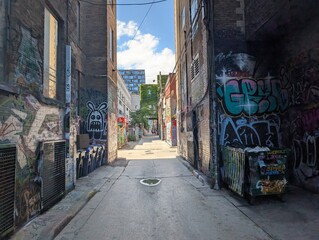 Fototapeta premium Graffiti Street in Downtown Toronto, Canada - August 2025