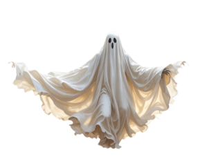 Ghost Flying with Bats under Full Moon, isolated on transparent background