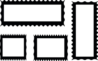 Black postage stamp frame vector set