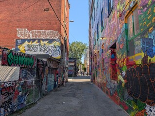 Naklejka premium Graffiti Street in Downtown Toronto, Canada - August 2025