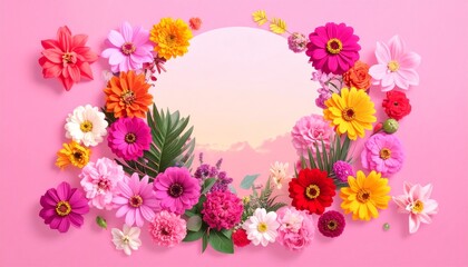 Multi-colored flower wall background. beautiful floral background for greeting or postcard. toning.  full bloom showing nature artistry and beauty.