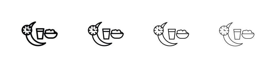 Ramadan iftar icons. line strokes simple icons