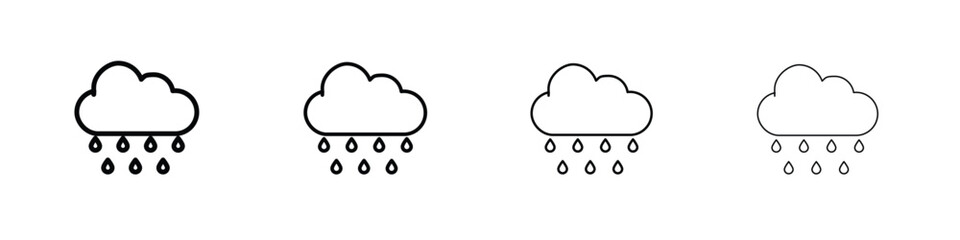 Rainy icons. line strokes simple icons