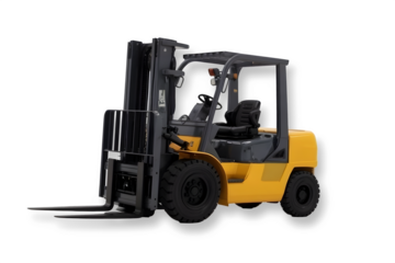 forklift in warehouse isolated on transparent background.
