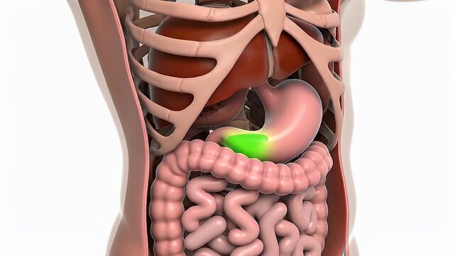 Human Pancreas Anatomy 3D Animation Digestive System Medical Education.