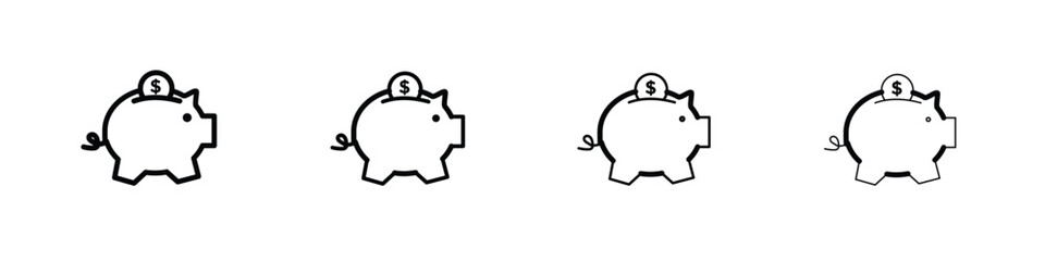 Piggy bank pack. vector glyph flat icons
