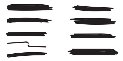 Swift crossed and wavy underlines. Black Hand drawn marker lines icon vector set. Doodle sketch strokes for underline, highlight, notes, planner, web, presentation, or creative design elements. 